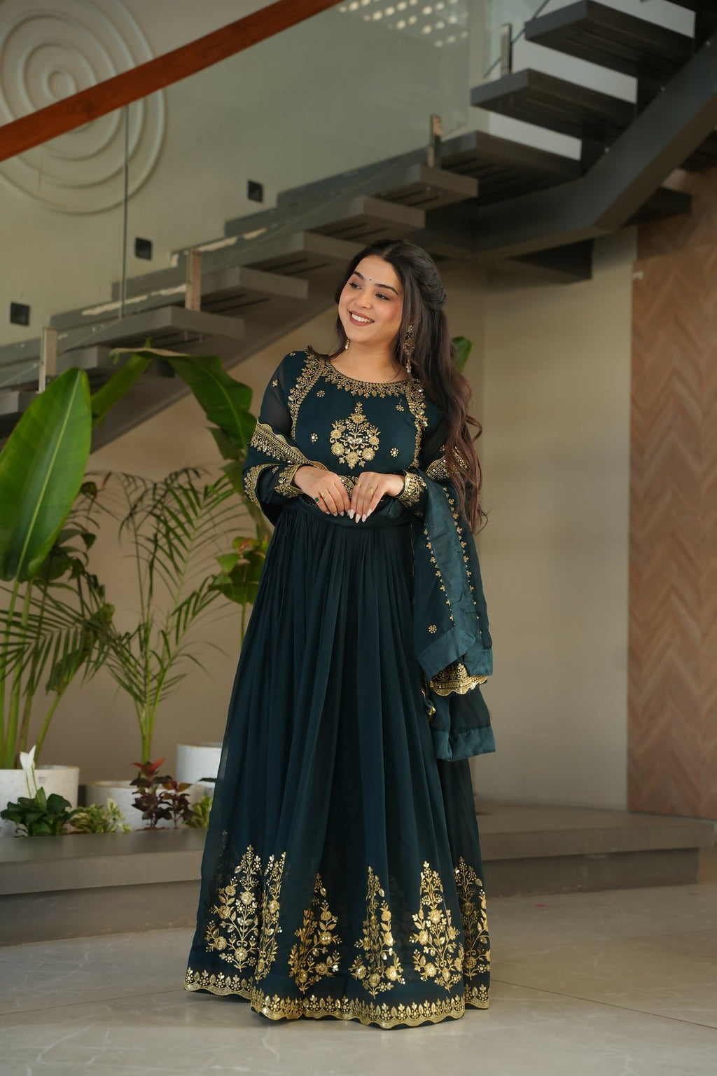Joban Fashion Rama Georgette Sequence Embroidery Work Kurta Set | Grocsy