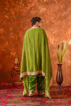 Joban Fashion Olive Green Velvet Embroidery Kurta Set | Grocsy