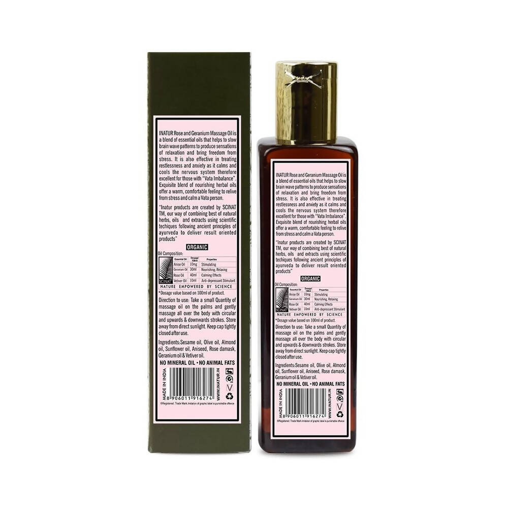 Inatur Rose & Geranium Nourishing Massage Oil | Grocsy