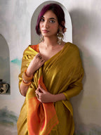 Shree Shyam Fashion Tissue Silk Mustard Saree | Grocsy