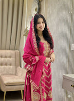 Teeya Creation Rani Color Chinon Silk Party Wear Trending Palazzo Set | Grocsy