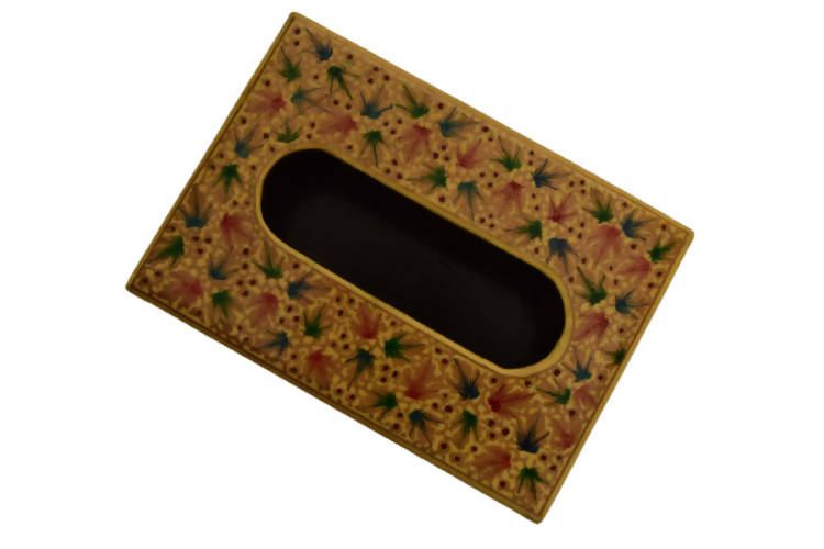Nizalia Floral Motif Embossed Golden Paper Mache Bowl | Grocsy
