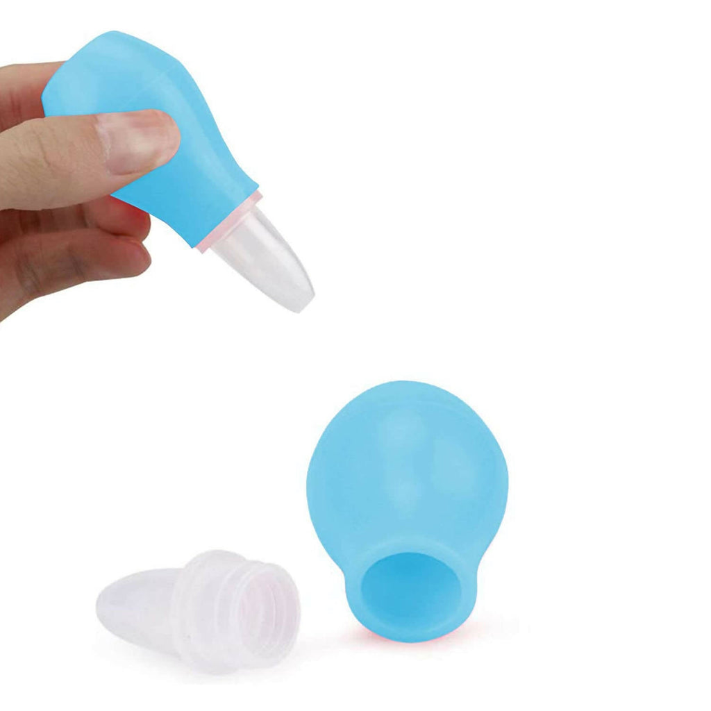 Safe-O-Kid Silicone Baby Nasal Aspirator Vacuum Sucker Instant Relief From Blocked Nose, Blue | Grocsy