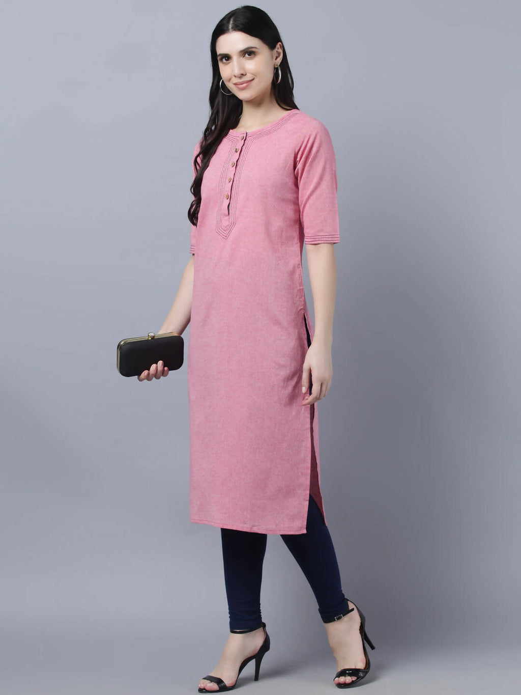 Myshka Women Pink Solid Straight Kurta | Grocsy