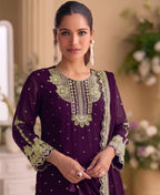 KC New Georgette Short Salwar Kameez Pakistani Style Purple | Grocsy