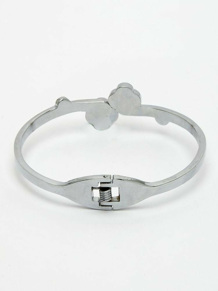 NVR Women Silver Plated Black Cuff Bracelet | Grocsy