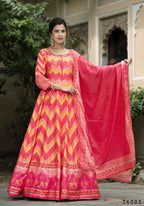 Wedding Designer Multi Soft Dola Silk Anarkali suit with Dupatta - Samanta | Grocsy