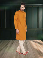 Even Apparels Men's Copper Coloured Linen Kurta | Grocsy
