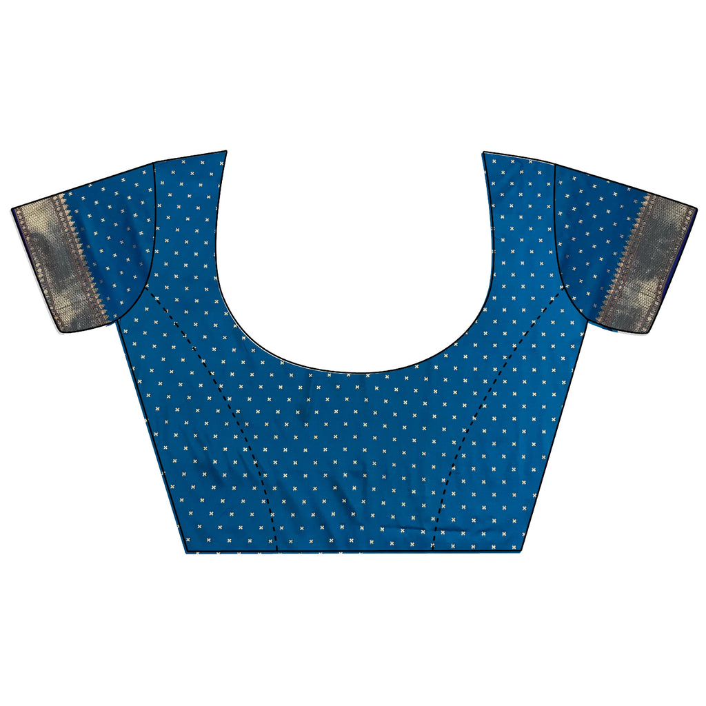 Joban Fashion Blue Butti Woven Soft Lichi Silk Paithani Saree | Grocsy