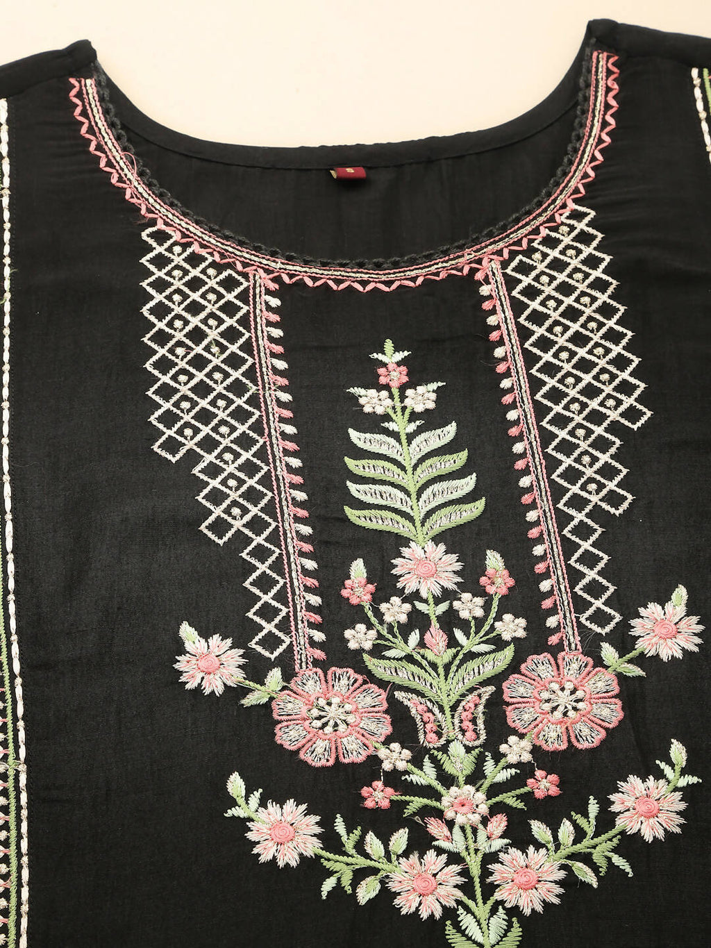 Black Embroidered Chinon Straight Kurta With Trouser & Dupatta - Salimar | Grocsy