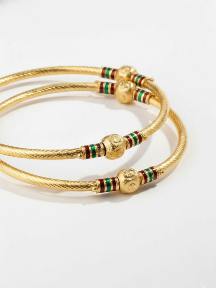 NVR Women Set of 2 Gold Plated Meenakari Kada Bangle | Grocsy