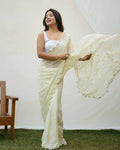 Vamsee Kimora White Georgette Saree | Grocsy