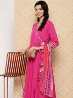 Ahalyaa Women's Traditional wear Kurta Set - Pink | Grocsy