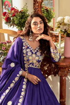 Teeya Creation Womens Casual Party Wear Heavy 5mm Sequence Embroidery Work Purple Gown Set | Grocsy