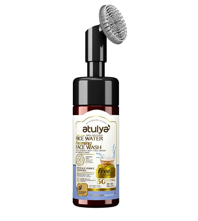 Atulya Rice Water Foaming Face Wash With In-Built Soft Face Brush | Grocsy