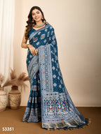 Teal Blue Soft Silk Woven Meenakari Designer Saree - Vedanti | Grocsy