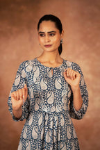 Joban Fashion Blue Floral Hand Block Printed Cotton Kurta Pant Set | Grocsy