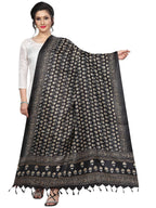 Vamika Latest Fashion Black Printed Khadi Bhagalpuri Dupatta For Girls | Grocsy
