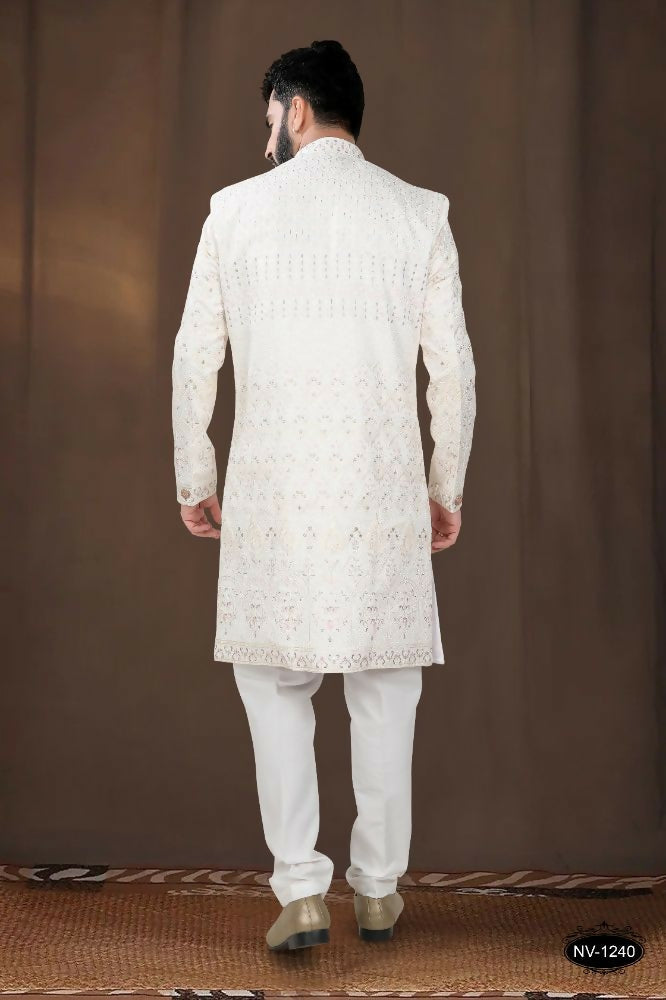 Joban Fashion Men's Base Cream(Pink Touchup) Silk Kurta with Pyjama | Grocsy