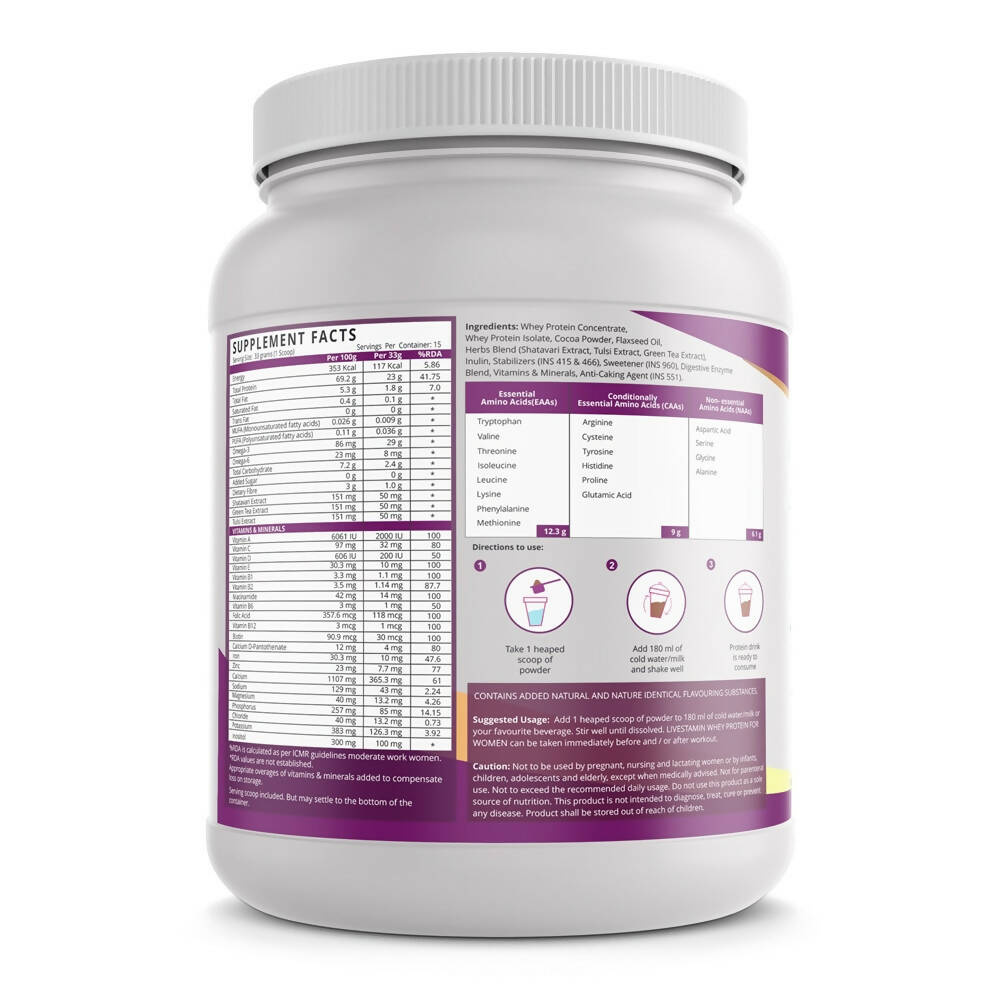 Livestamin Whey Protein For Women - Chocolate Flavour | Grocsy