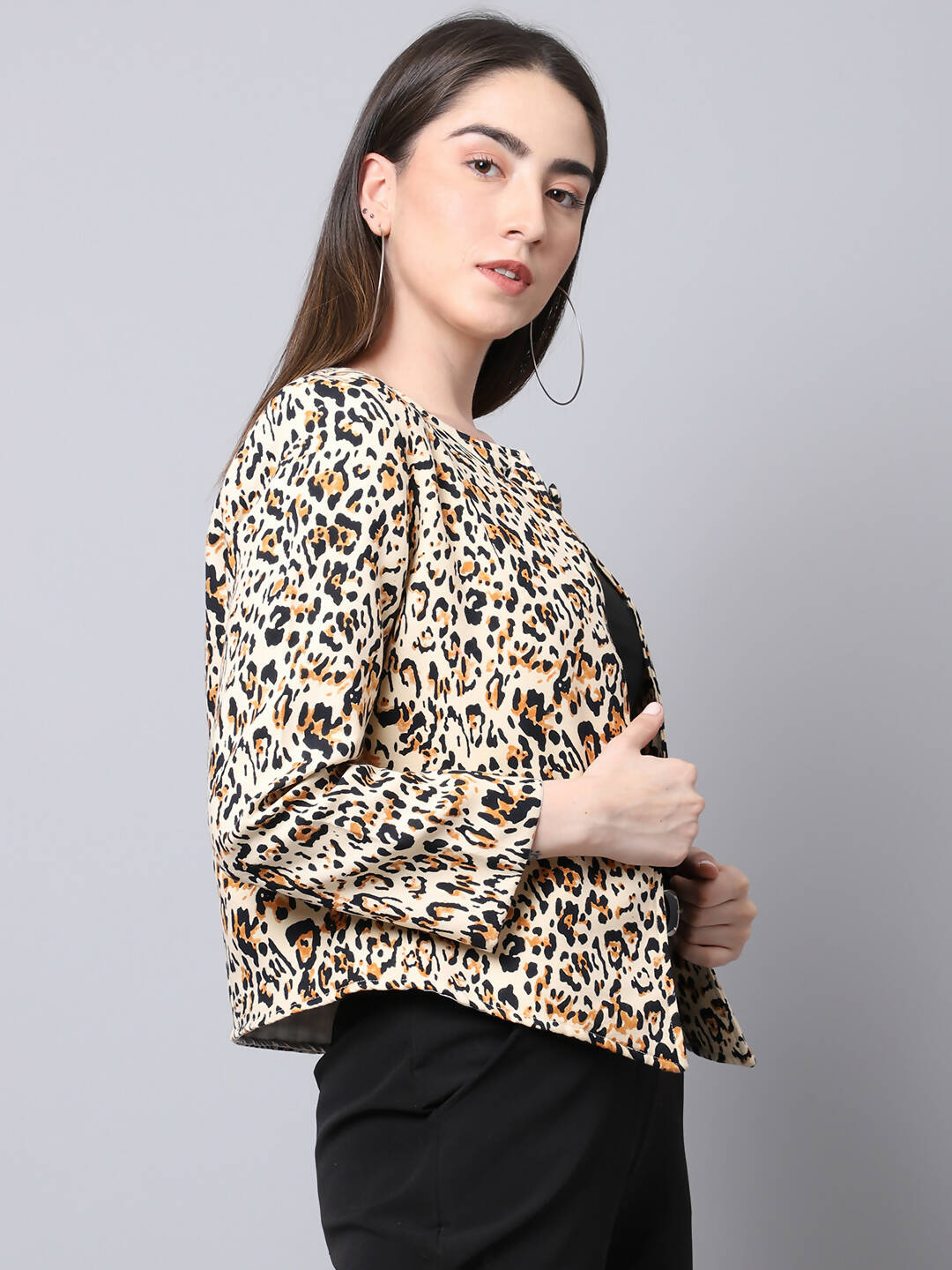 Even Apparels Multi 100% Viscose Open Front Statement Women's Jacket | Grocsy