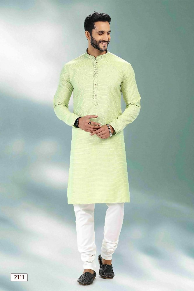 Raivat Ethnic Linen Cotton Pintux Work Kurta Pajama In Pista Green Colour | Grocsy