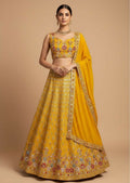Lehenga Mart Yellow Faux Georgette Designer Bollywood Style Wedding Wear Lehenga Choli | Grocsy