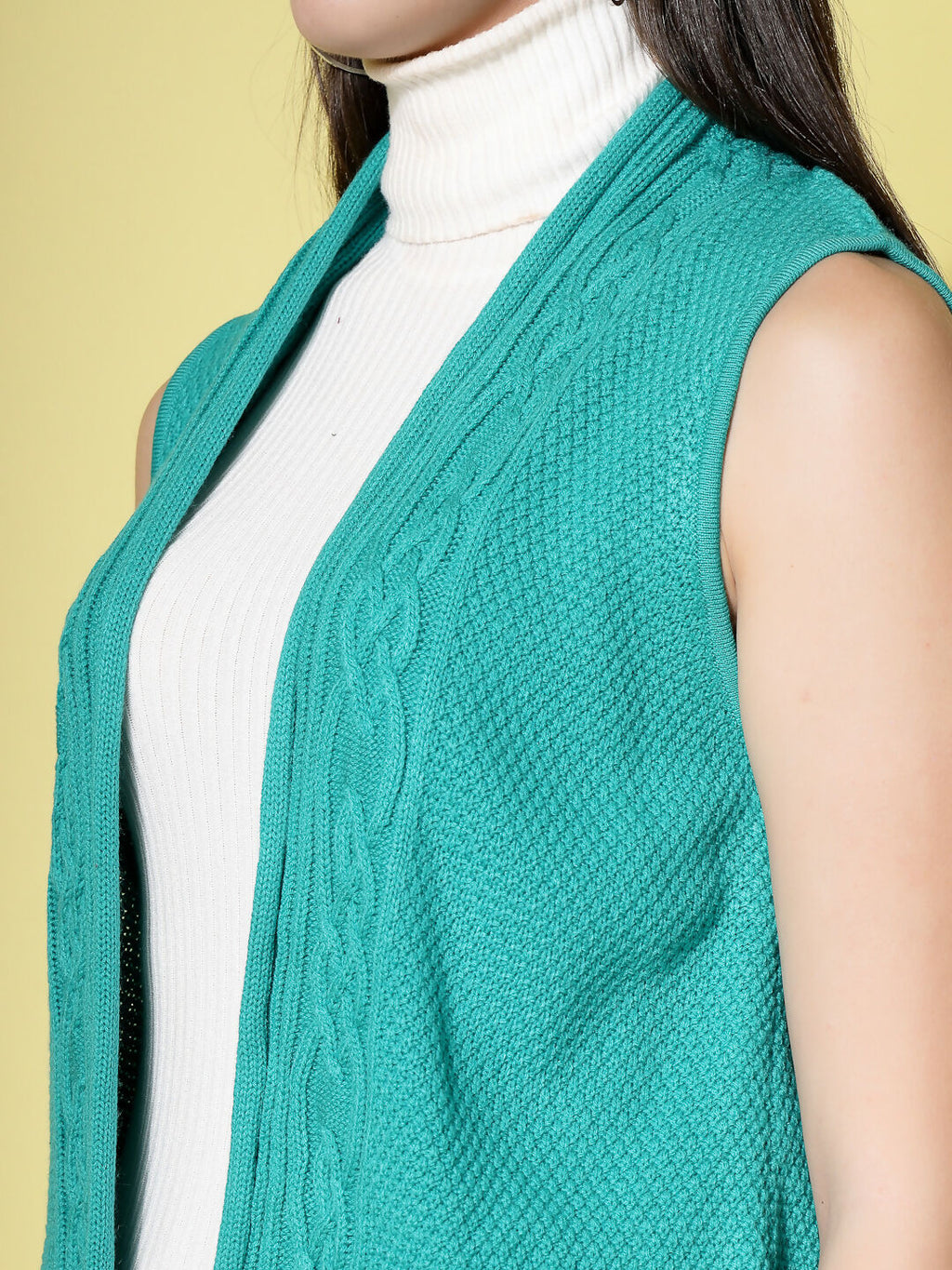 Women Winter Green Acrylic Cardigan - Wool Trees | Grocsy