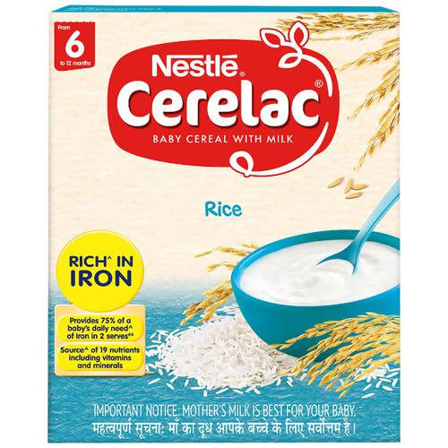 Nestle Cerelac Baby Cereal with Milk - Rice, From 6-12 Months | Grocsy