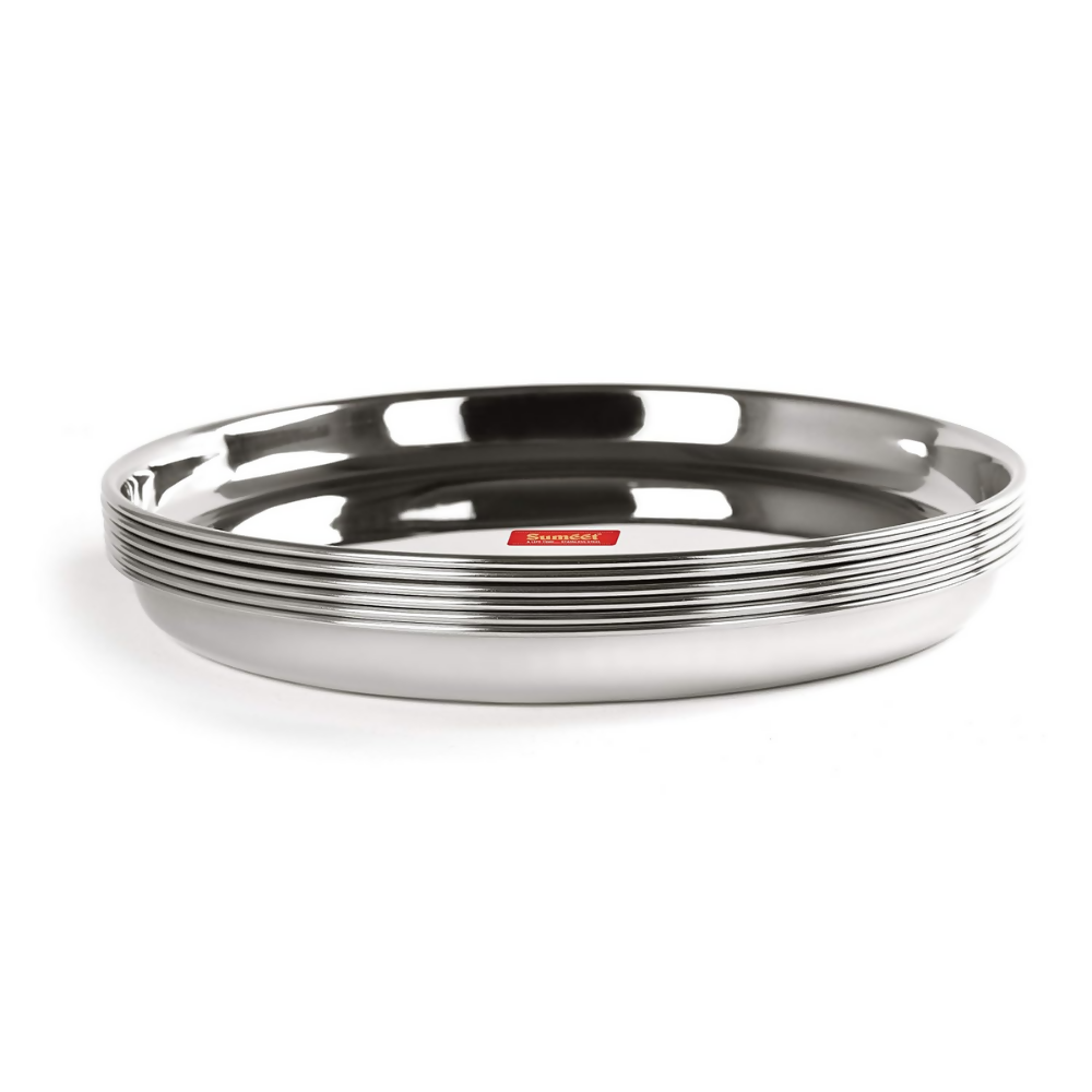 Sumeet Stainless Steel Dinner Plates | Grocsy