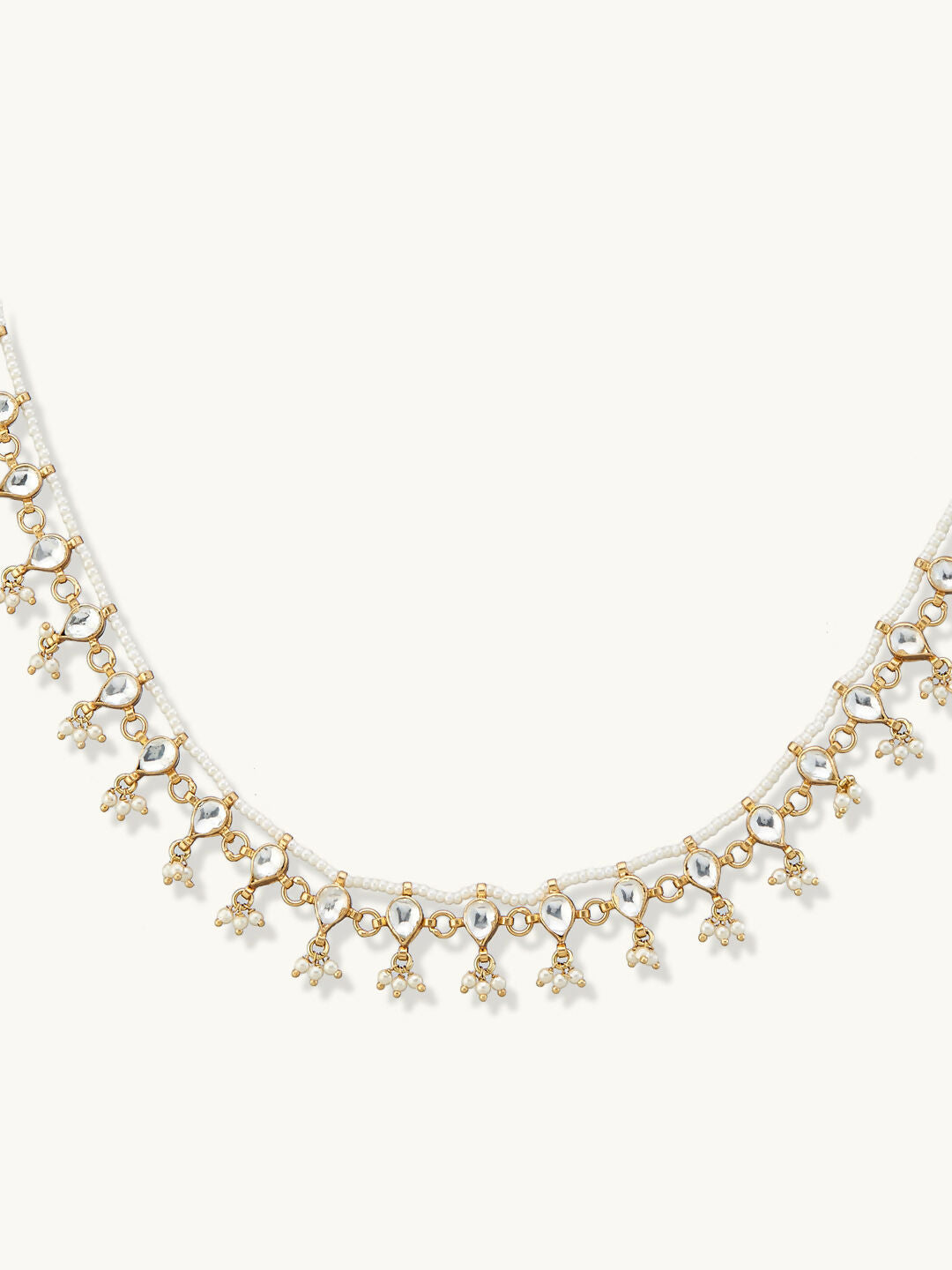 Nuyug 22K Gold-Plated Pearl Drops Matha Patti cum Necklace | Grocsy