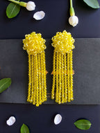Inhanns Handmade Crystal Waterfall Earrings - Long - Lemon Yellow Big | Grocsy