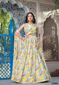 Wedding Partywear Yellow Slim Georgette Lehenga Choli with Shrug- Shehnaaz | Grocsy