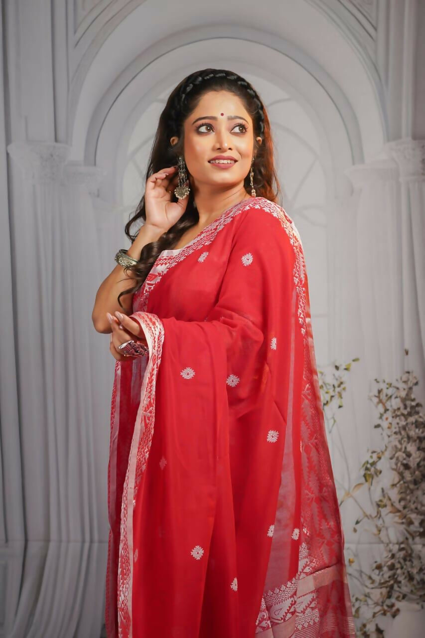 Exclusive Collection Beautiful Pure Cotton Hand Weaving Handloom Saree With Running Blouse Piece | Grocsy