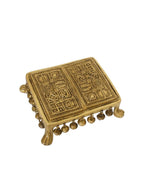 eCraftIndia Gold-Toned Handcrafted Brass Traditional Pooja Chowki With Bells | Grocsy