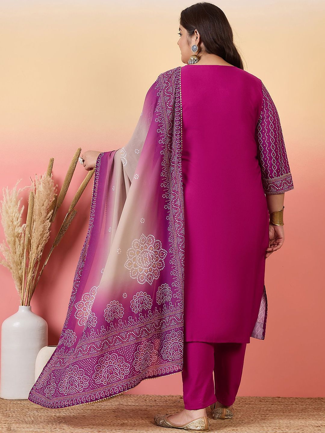 Sztori Women Bandhani Printed Regular Kurta with Trousers & With Dupatta | Grocsy