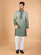 Vastranavya Ombre Green Premium Viscose Silk Thread & Sequence Embroidery work Kurta | Grocsy