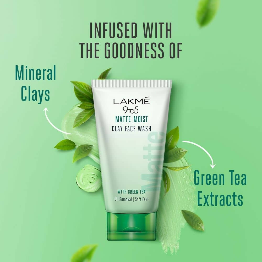 Lakme 9to5 Matte Moist Clay Facewash With Green Tea | Grocsy