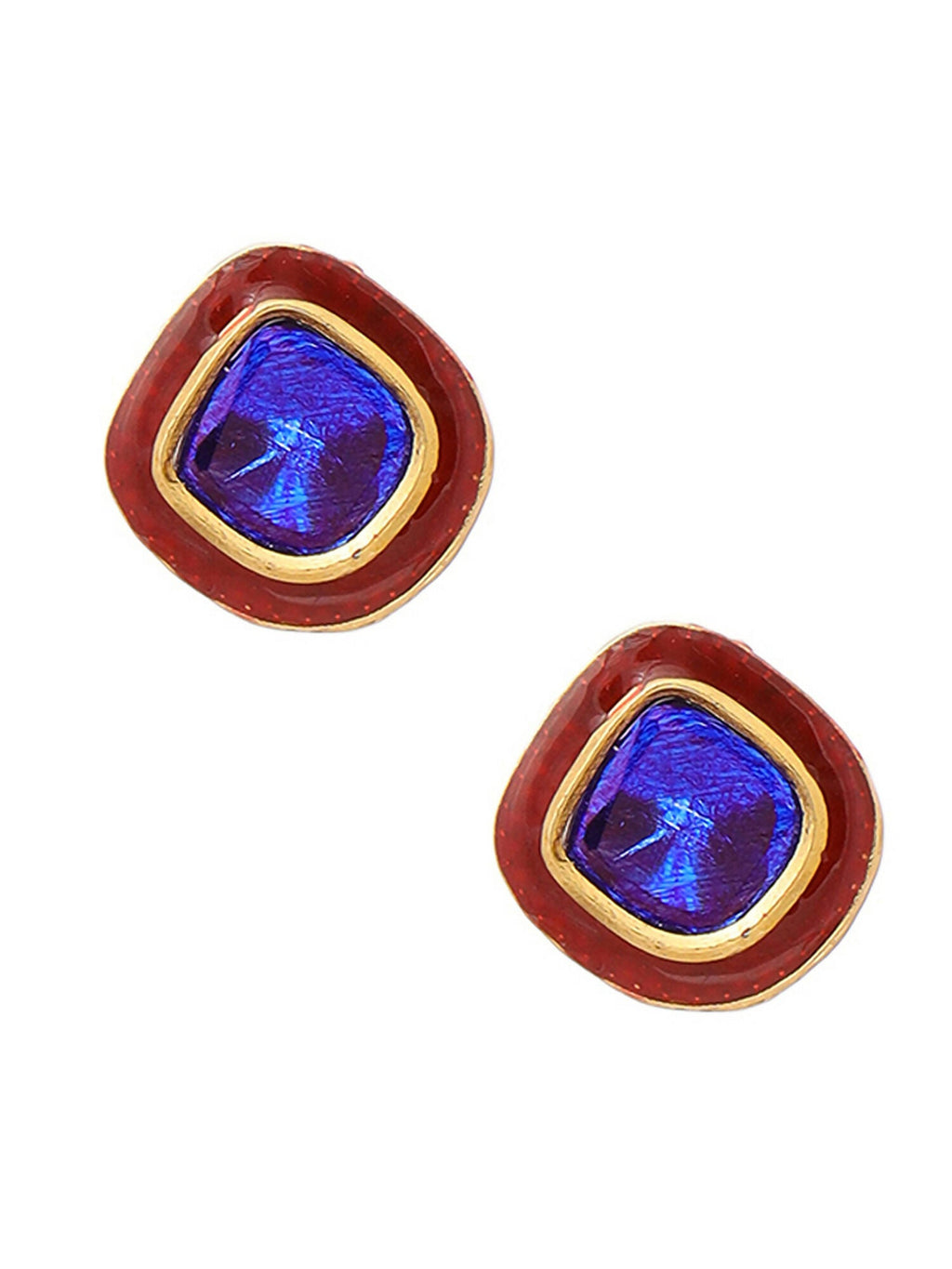 Ruby Raang Multi Blue Kundan Studs | Grocsy