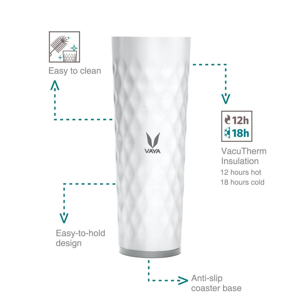 Vaya Drynk Stainless Steel Water Bottle Tumbler for Office - 600ml (White) | Grocsy