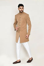 Joban Fashion Chiku Colored Terry Rayon Fabric Indo Western With Straight Fit Pant | Grocsy