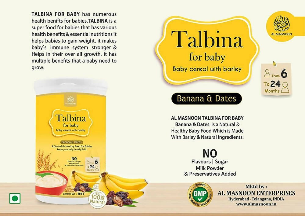 Al Masnoon Talbina For Baby with Banana & Dates 6 to 24 Months | Grocsy