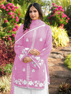 Nikhaar Light Pink Embroidered Modal Silk Stitched Straight Cut Kurta Kalidar Palazzo Dupatta Readymade Suit | Grocsy