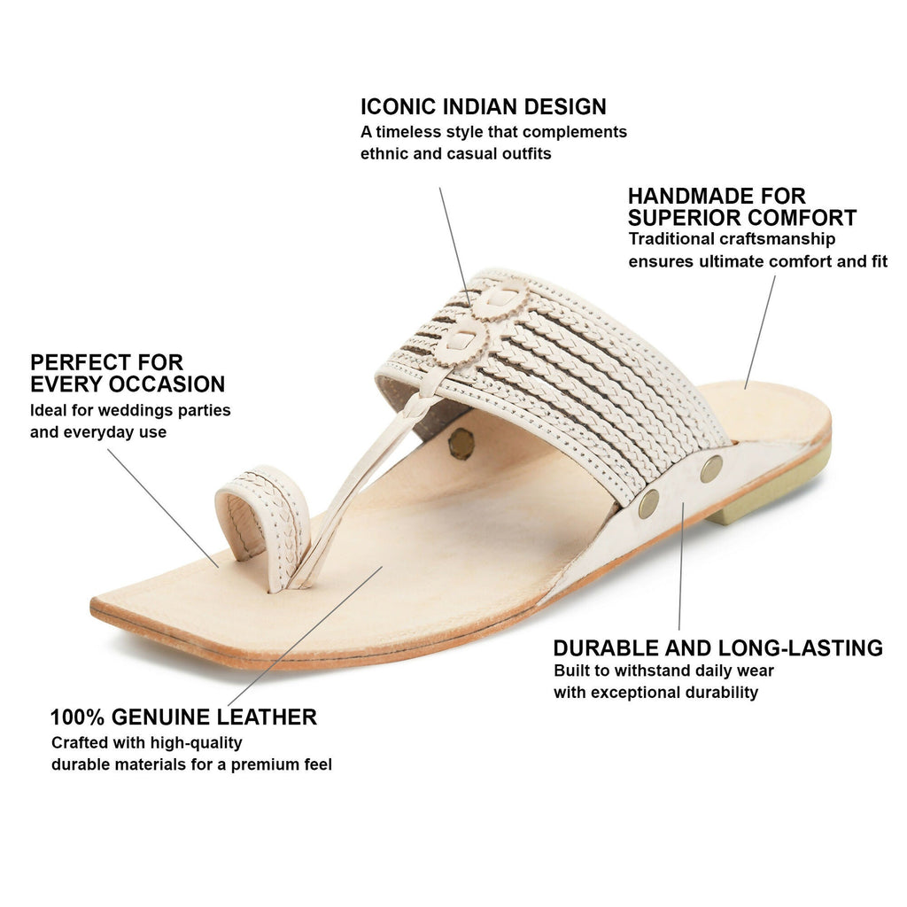 Stepsoft Men'S Natural Square Toe Kolhapuri Chappal | Original Handcrafted Leather Ethnic Slippers | Grocsy