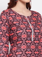 Myshka Women's Multi Printed Pashmeena Full Sleeve Round Neck Casual Winter Kurta | Grocsy