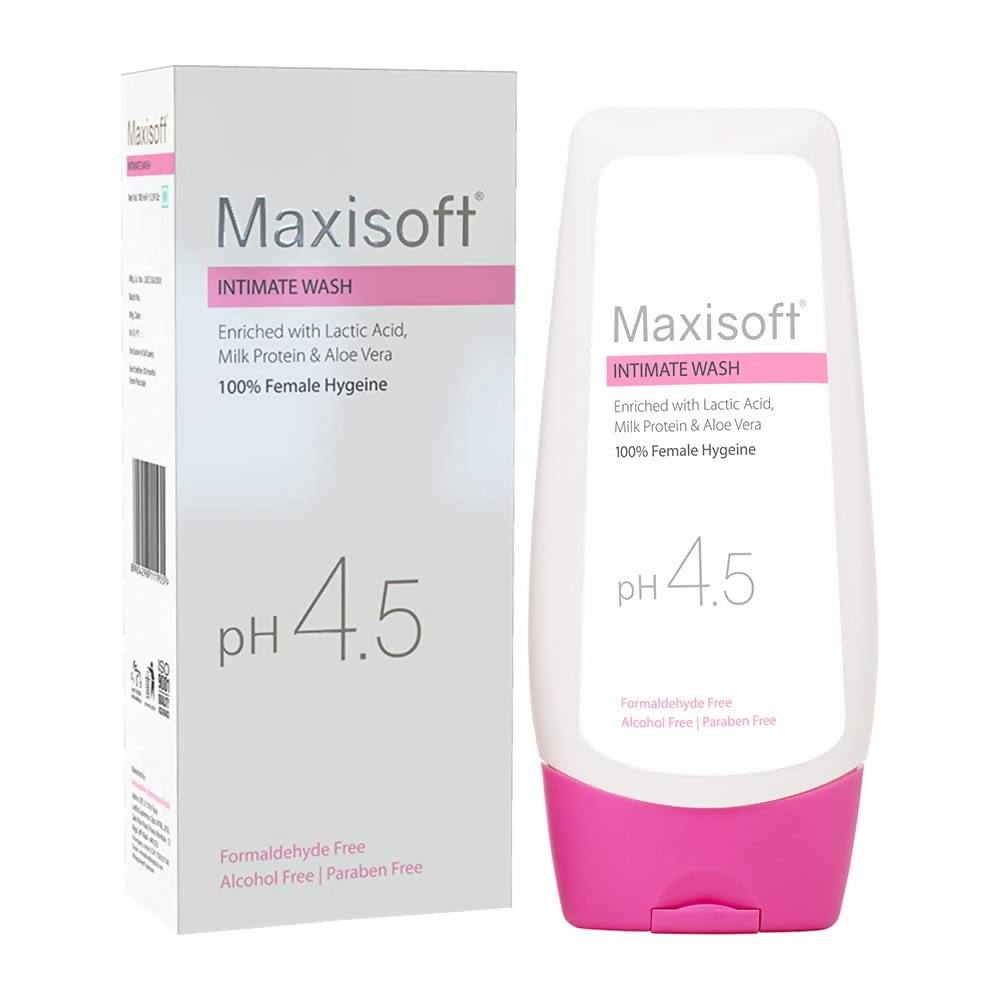 Maxisoft Intimate Wash With Aloe Vera, Glycerine Licorice Redberry Tea Tree Oil & Tulsi pH 4.5 Balanced | Grocsy