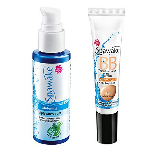 Spawake Face Serum Whitening Triple Care with Vitamin C Moisture Fresh BB Cream Combo | Grocsy