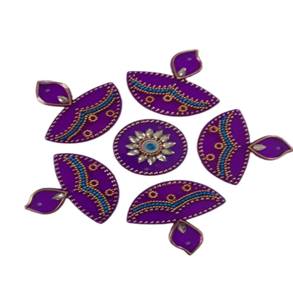 Kundan HandiKrafts Handcrafted Violet Colour Kundan Rangoli | Grocsy