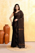 Piyari Fashion Women's Black Embellished Cotton Blend Zari Check Handloom Saree | Grocsy