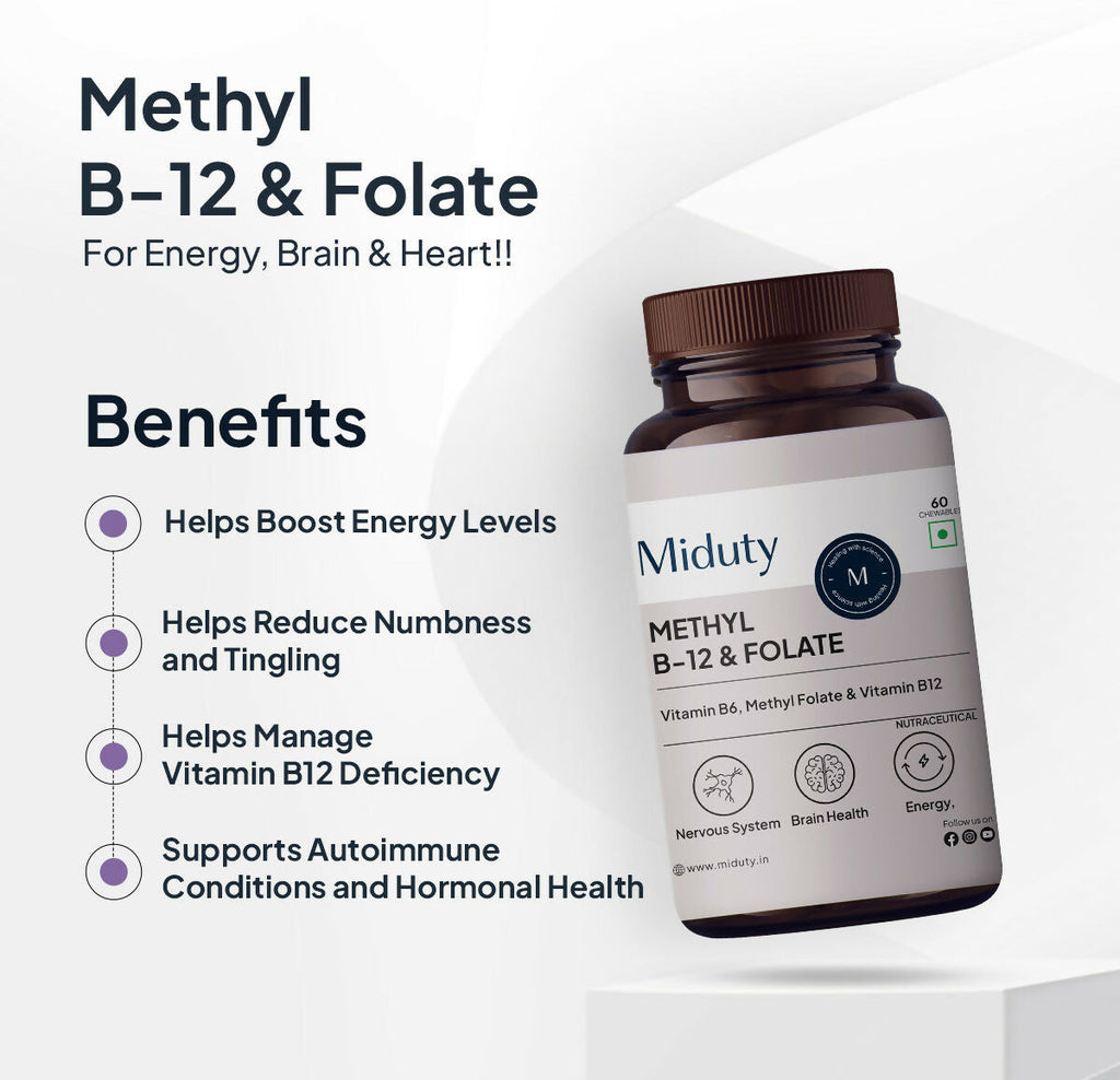 Miduty Vitamin B12 - Methyl Folate Chewables | Grocsy